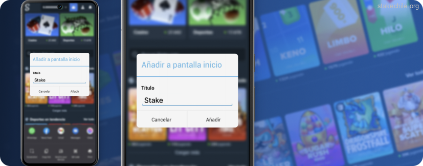 Confirma el nombre del acceso directo Stake