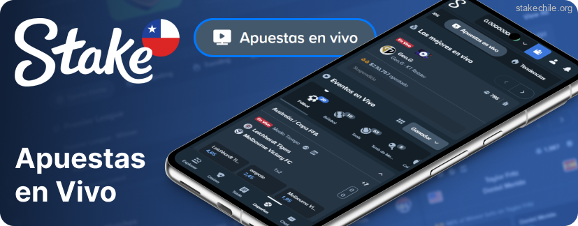 La aplicación Stake permite apostar en vivo durante torneos en curso