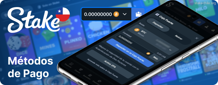 Stake gestiona pagos con criptomonedas, así que los depósitos y retiros