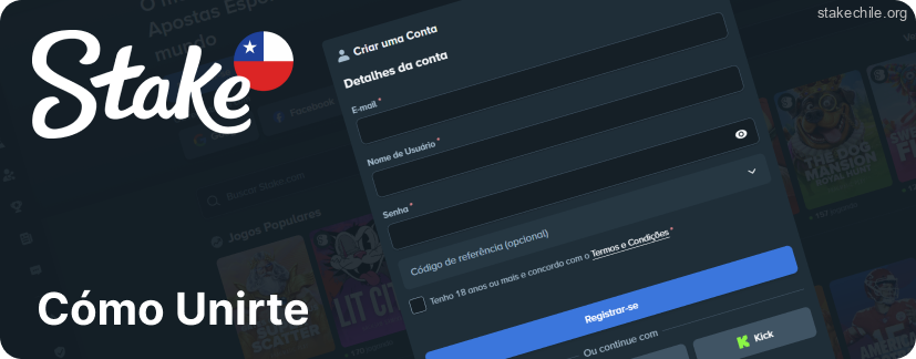 Crear una cuenta en el sitio de Stake